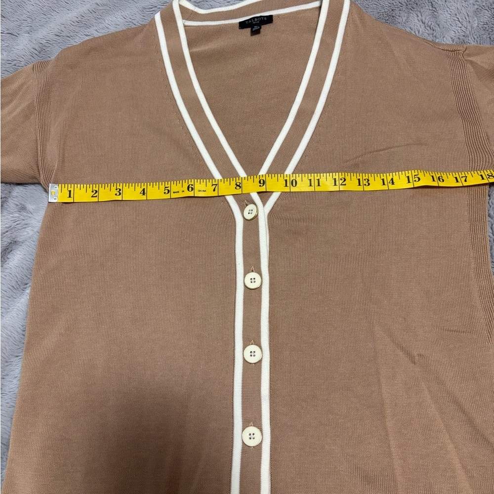 Talbots Brown Cardigan with Cream Trim Like New Size Small P - Picture 5 of 5